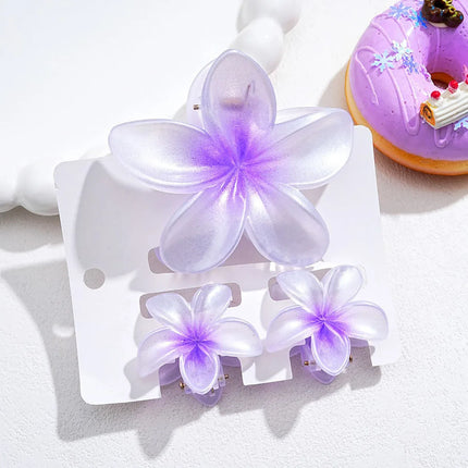 3pcs/set Flower Claw Clip Women Hawaiian Girl Hair Accessories Flower Ponytail Clip Clamp Barrettes Hairpin Summer Beach Jewelry