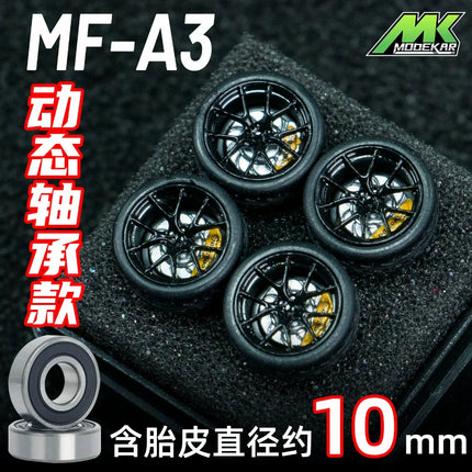 MK 1/64 10mm Car Model Modified Wheels with Bearing Resin Wheels Rubber Tires with Suitable for 1:64 Model Cars Christmas Gift