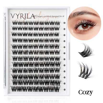 Individual Lashes Cluster C Curl Mix Lash Clusters 3D Wispy DIY Eyelash Extension 0.1mm Super Thin Band Resuable Natural Lashes