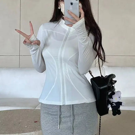 Stand Collar Yoga Ice Silk Sun Protection Clothing Summer Women's Slim Fit Versatile Slimming Sports Thin Jacket