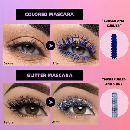 Double Head 2 IN 1 Mascara Silk Fiber Lash Mascara Volume Waterproof Lasting Non-Smudging Thick Thin Curling Mascara Eyes Makeup