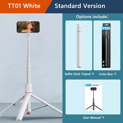 Auto Pop-Up Tripod Portable 70-Inch All-in-one Selfie Stick, Foldable Phone Holder with Bluetooth Remote for iPhone Android