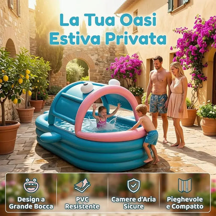 Jumbo Whale-Shaped Inflatable Pool, Family-Sized Water Fun, Perfect for Outdoor Summer Gatherings, Ideal for Kids and