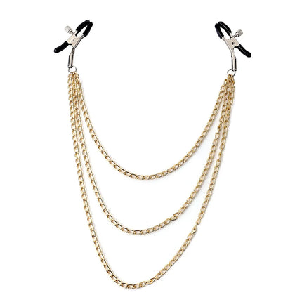 Chain Nipple Clamps Gold & Silver Dual-Tone Alternative Bell-Style Adjustable Nipple Clips BDSM Teasing Adult Novelty Sex Toys