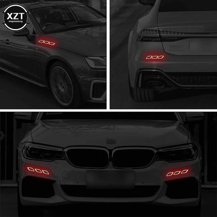 6Pcs/Set Car Reflective Carbon Fiber Sticker 3D Car Styling Reflective Strips Night Safety Warning Reflector Tape Stickers Decal