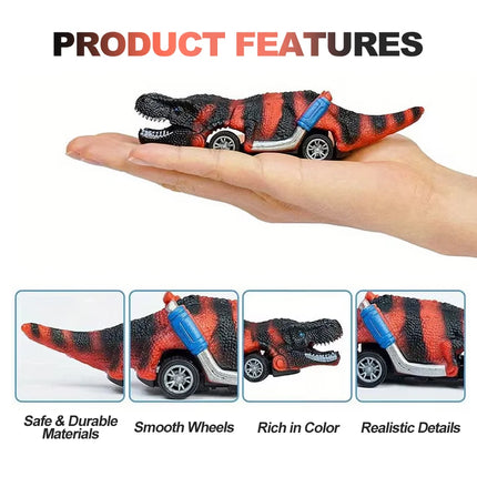 6Pcs Dinosaur Pull-Back Toy Cars, Kids Interactive Dinosaur Race Game Vehicle Playset, No Battery Required