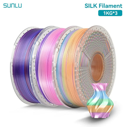 SUNLU 3KG 3D Printer Shiny Silk PLA Filament 1.75mm 1000g 3D Printer Neatly Wound 3D Filament for 3D Printer& 3D Pen