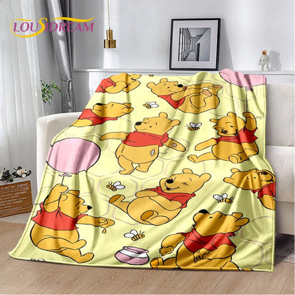 Cute Winnie Pooh Bear Cartoon Soft Flannel Blanket for Bed Bedroom Sofa Picnic,Throw Blanket for Outdoors Leisure Gift Kid Cover