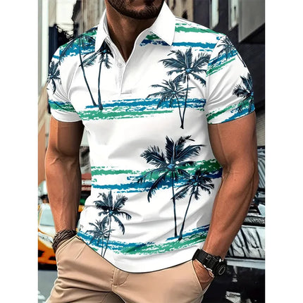 Summer Short Sleeved 3D Digital Printed Men's Fashion Casual Polo Shirt