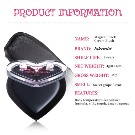 PH Color Changing Magical Black Cream Long-wearing Blush Cheeks Lips Natural Pink Moisturize Long Lasting Makeup Cosmetics