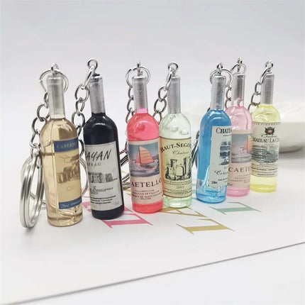 Simulation Resin Beer Wine Bottle Keychain for Women Men Fashion Car Bag Keyring Pendant Accessions Jewelry Gift Wholesale 2025