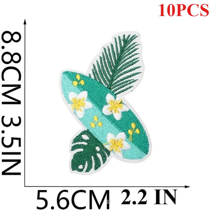 10PCS Couple BULK Vacation Embroidery Cloth Sticker Summer Beach Patch Clothes Decoration Swimming Ring Beach Ball Computer