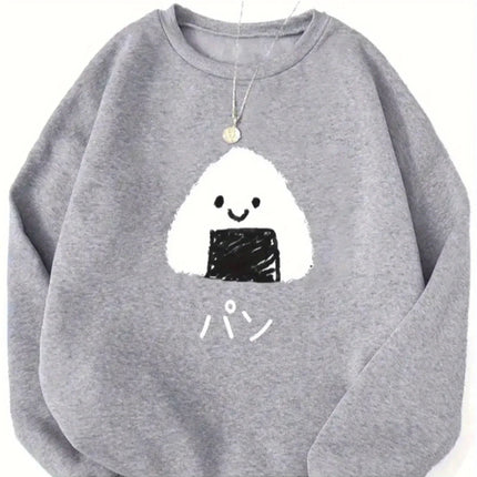 Cute Rice and Vegetable Roll Printed Women's Sweater Autumn and Winter Round Neck Creative Top Fashion Woman Pullover Clothing
