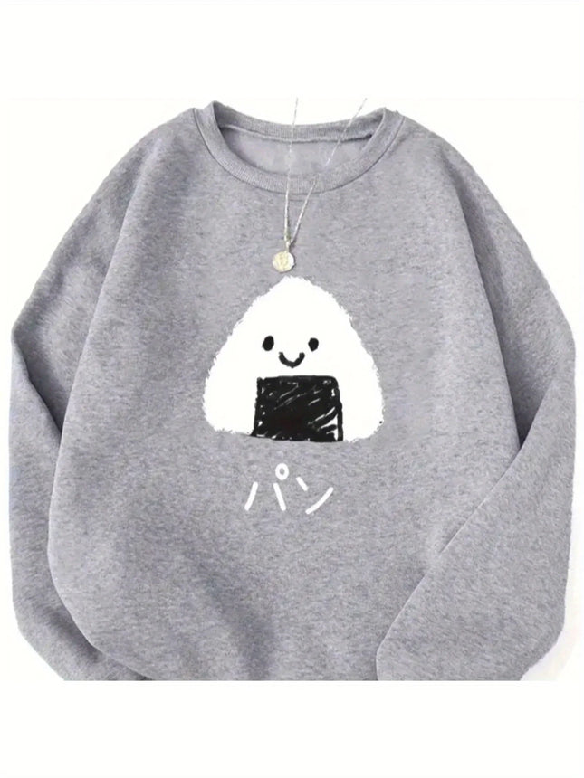 Cute Rice and Vegetable Roll Printed Women's Sweater Autumn and Winter Round Neck Creative Top Fashion Woman Pullover Clothing