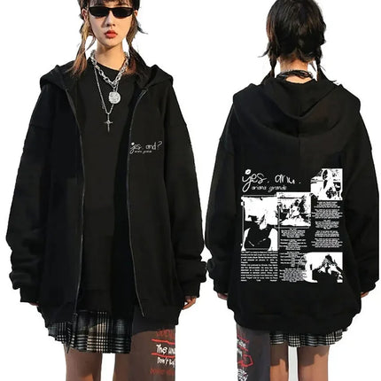 Ariana Grande Zip Hoodie Unisex Oversized Zip Sport Unisex Fashion Hip Hop Zip Jacket Cotton Fleece Fabric