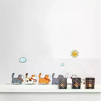 Wall Stickers Cats Self Adhesive Kids Wall Decals Art Murals For Living Room Cartoon Bedroom Toilet House Wall DIY Decor