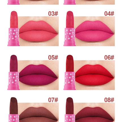 9 Colors Waterproof Rose Red Velvet Matte Lipstick Moisturizing Long Lasting Stars Not Easy To Fade Nude Lip Tint Black Lipstick