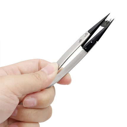 1 Piece Anti-Static ESD Tweezers Replaceable Tweezers Tips Stainless Steel Body Carbon Fiber Conductive Plastic Tweezers
