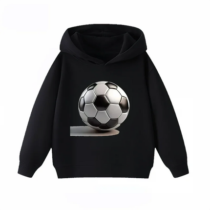 New Soccer Print Children's Hoodie, Boys and Girls' Clothing Autumn and Winter Warm and Fashionable Children's Hooded Sweatshirt