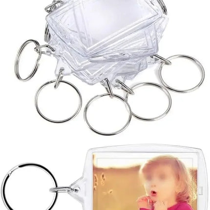 1/100pcs Blank Acrylic Picture Keychain DIY Clear Insert Photo Split Key Ring Frame Key Chains Anniversary Graduation Gift