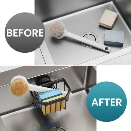 TAILI Sponge Holder with Strong Suction Cup, Dish Sponge Holder Inside Sink Removable, Rustproof Aluminum for Sponges, Brushes