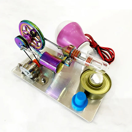 Mini Stirling Engine Model Generator with Light Color Engine Physics Experiment Popular Science DIY Production Invention Toy