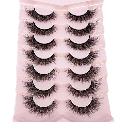 7pairs Natural Russian Strip Lashes Fluffy Mink Lashes 3D False Eyelashes Fluffy Volume Eyelashes Fake Eyelash Extension Make Up