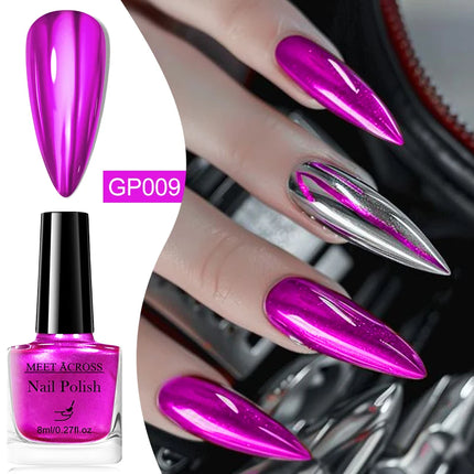 MEET ACROSS 8ml Glass Bottle Water-Based Peel Off Nail Polish Spring Summer Colorful Glitter Nail Art Varnish No Need Lamp