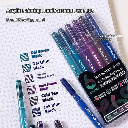 Languo 6 Colors Acrylic Painting Handbook Pens Multi-Color Gel Pen Student Neutral Pen Writing Marker Stationery