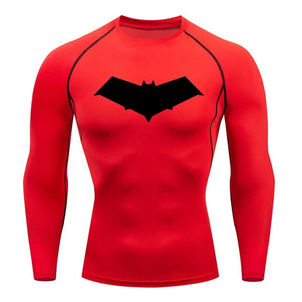 Summer Casual Run Compression T-Shirt Men Tops Bat Print Quick-Dry Fitness Gym Sportswear MMA Rashguard Jersey Workout Tee Male