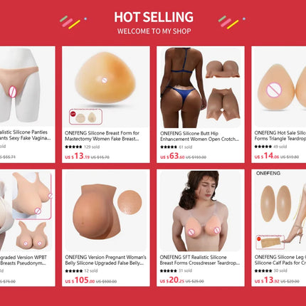 ONEFENG Realistic Silicone Panties Gays Pussy Pants  Sexy Fake Vagina Form Crossdresser Transgender Shemale Drag Queen Cosplay