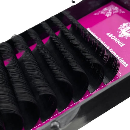 Abonnie B/C/D 12Rows Mink Hair Lashes Extension Matte Black Fluffy Silk Eyelash Extension for Beauty Makeup