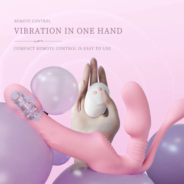 Strapless Strap-on Dildo Vibrator Anal Plug for Couples Lesbian Wireless Remote Control G Spot Double-Heads Vibrator Sex Toys