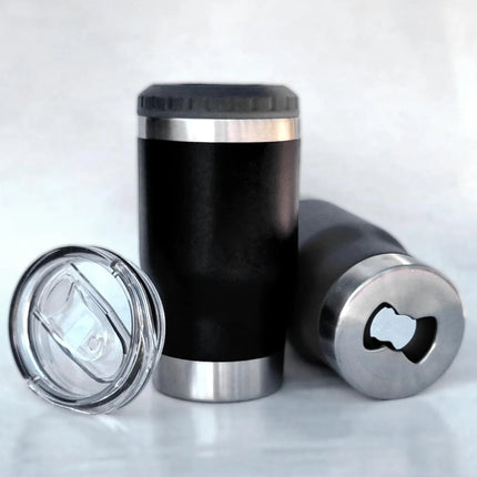 4 in 1 Can Cooler Tumbler for 12 Oz Cans, Slim Cans,and Bottles with Built-in Bottle Opener,Insulated Cool Summer Ice Bottle Cup