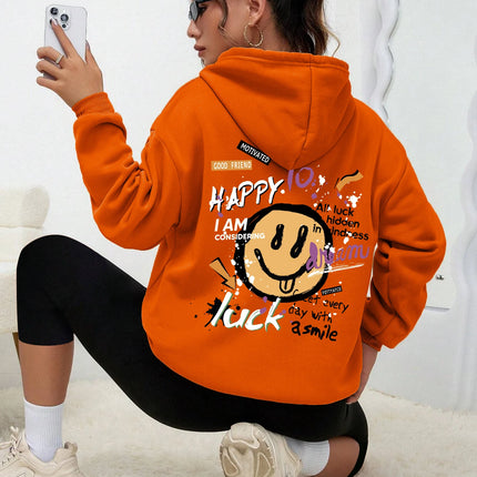 Interesting Graffiti Printing Women Hoodie Fashion Street Hoody Casual Versatile Sweatshirt Autumn Fleece S-Xxl Female Clothing