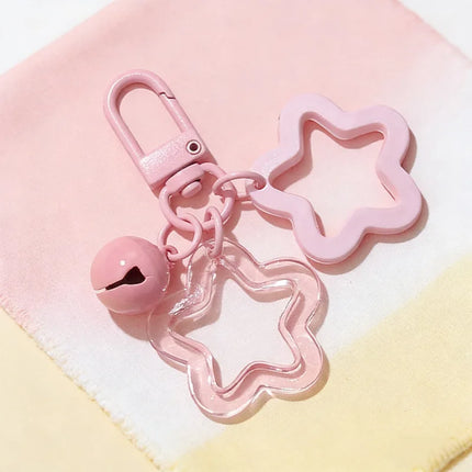 Acrylic Creative Cute Hollow Design Star Bell Keychain Pendant For Men Women Bag Charm Car Keychain Accessories Jewelry Gifts