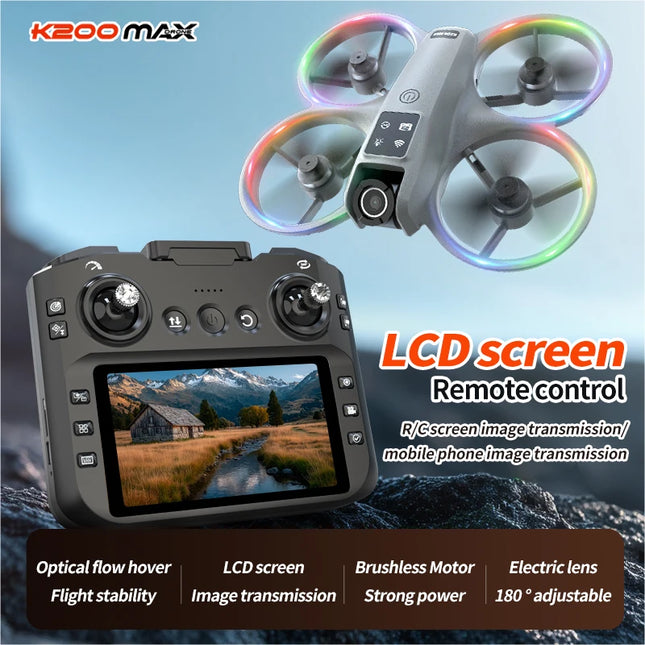 Foldable RC Drone With LCD Screen Remote Brushless Motor Optical Flow Hover 180° Adjustable Lens HDR 50X Zoom WIFI Low Latency Transmission
