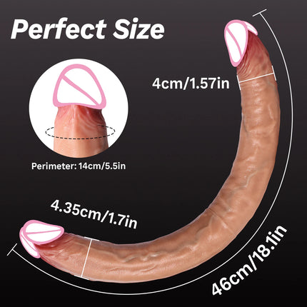 Dual-Ended Dildo for Women -Flexible Realistic Double Penetration Adult Toy Soft Waterproof Phallus for Vaginal Anal Stimulatio