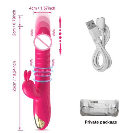 Rabbit Vibrator For Women Powerful G Spot Telescopic Rotating Clitoris Vagina Stimulator Female Masturbator For Adult Sexy Toys