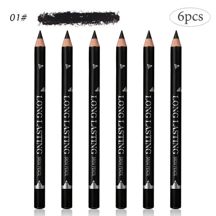 6/12PCs eye brow pencil waterproof professional women eye makeup pen easy color natural black Brown cosmetic beauty eyebrow tool