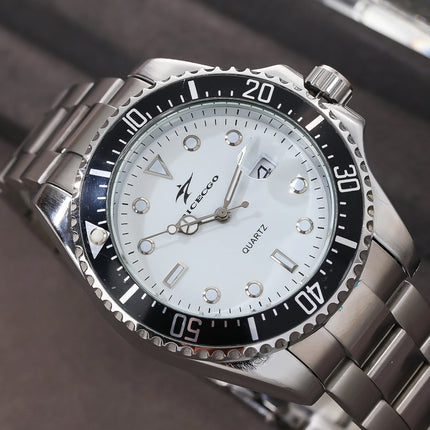 Men's Quartz Sports Watch - Stainless Steel Strap with Date Display for Casual Daily Wear, Fashionable Business Elegant Design