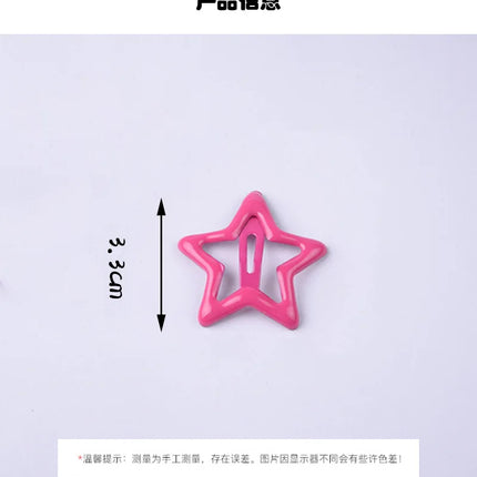 10pcs Colorful Star BB Hair Clips Girls Y2K Cute Star Barrettes Women Simple Metal Snap Clip Headdress Hair Jewelry Accessories
