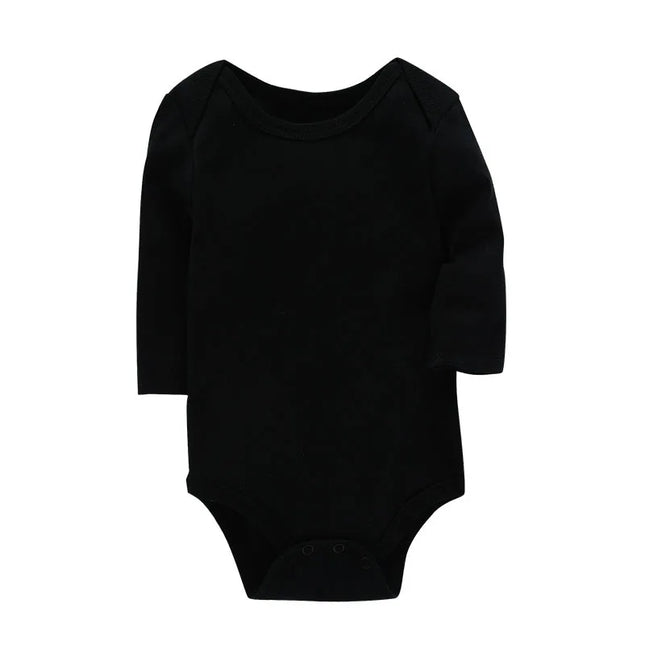 Basic Type Soft Organic Cotton Romper Long Sleeve Solid Color Newborn Infant Baby Creeper White Black Pink Blue Boy Girl Clothes