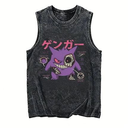 2026 Hot Pokemon Oversized Vintage Washed Vest Anime Men's Tank Top Man Sleeveless Shirt Summer Y2k Clothes T Shirts Gym Clothes