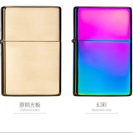 Zorro brass kerosene windproof lighter with personalized creativity, ultra-thin square angle smooth kerosene machine