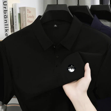 Summer Ice Silk Short Sleeve Men's Golf Brand new Polo Shirt Fashion Printed Top Comfortable Breathable Casual Business T-shirt