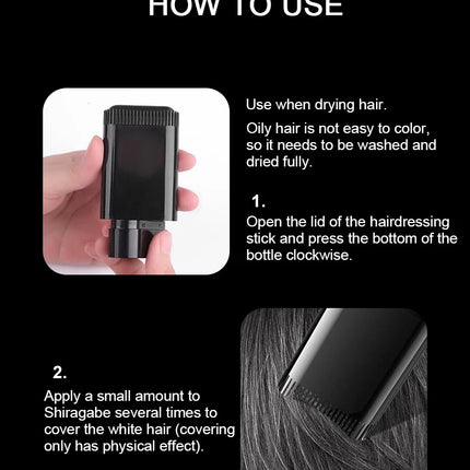 Black Hair Stick, Gray Hair Covering Artifact No Color Loss Disposable Hair Dye Stick Roots Black Color