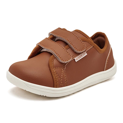 HOBIBEAR Kids Barefoot Shoes Little/Big Kids Wide Toe Minimalist Sneakers Lightweight Hook and Loop Artificial Leather Shoes