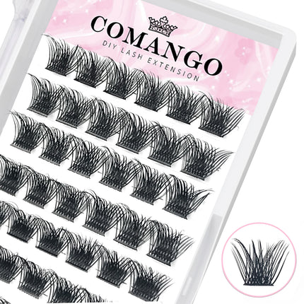 DIY Cluster Lashes For Personal Makeup 60 Pcs Wide Stem Clusters C D Curl 8-18mm CoMango Eyelash Extension