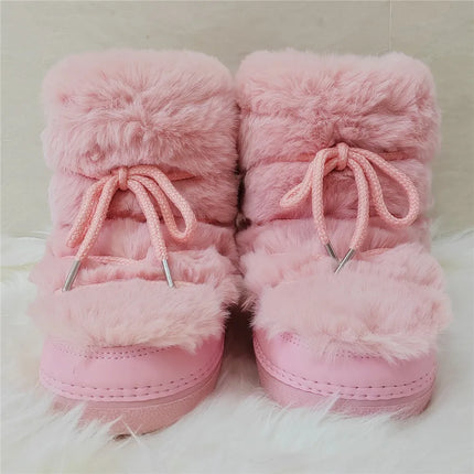 2025 Winter Ankle Boots for Women Platform Antiskid Waterproof Ski Boots Luxury Fluffy Furry Fur Boots Woman's Ankle Booties